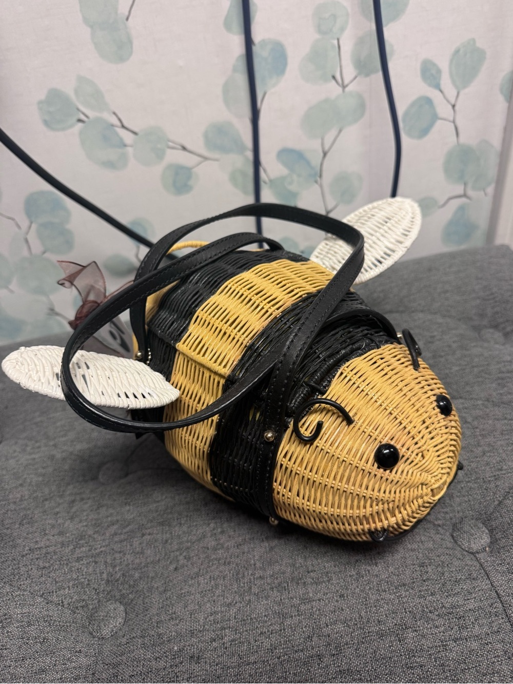 Kate Spade Bee  Woven Crossbody Bag in Yellow and Black “Down the Rabbit Hole “